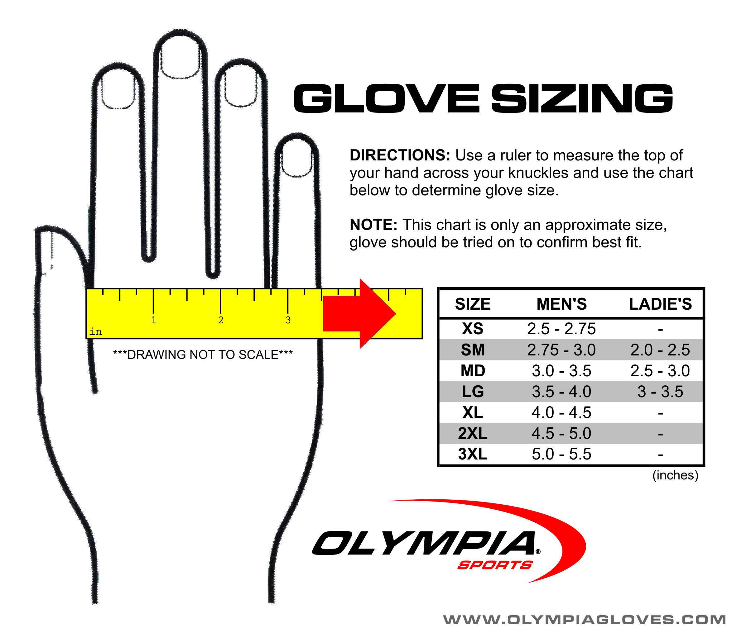 Bike Riding Gloves Size Chart